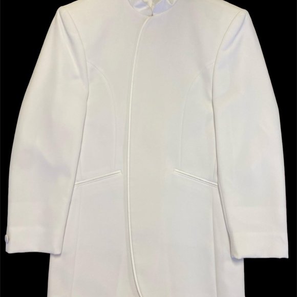 Men's White Mirage Tuxedo Jacket- Easy Care, Gala, Black Tie, Prom, Cruise - Picture 8 of 12